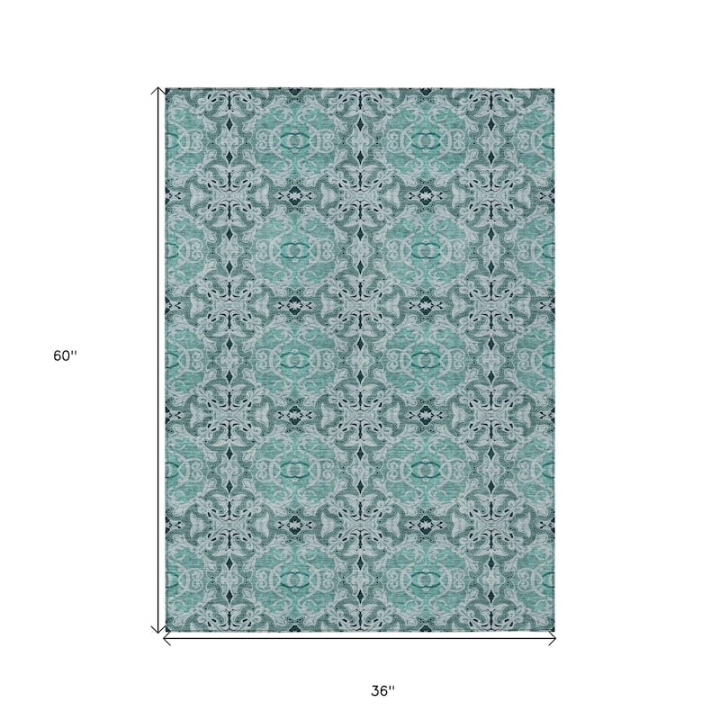 HomeRoots Medallion Transitional Rectangle Outdoor Rug