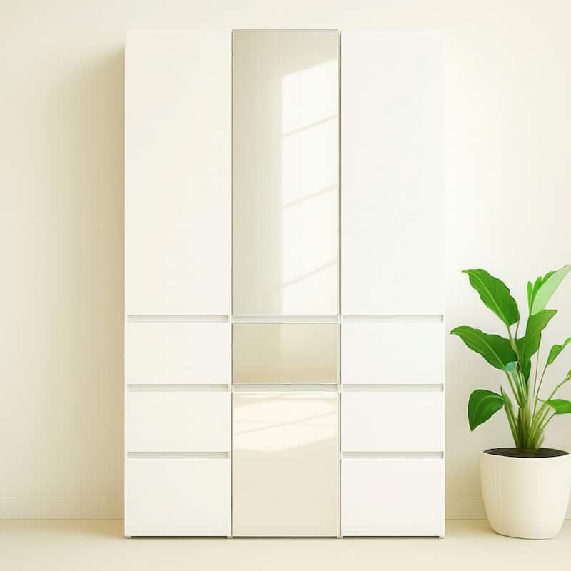 Elise Slim Modular Wood Closet Cabinet with Drawers in White - 15.7"D x 17.72"W x 70.9"H