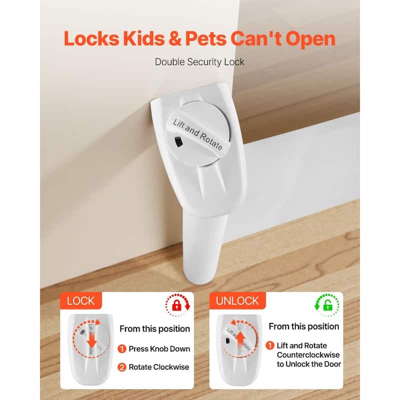 Retractable Baby Gate with Escape-Proof Bottom Hook and Mesh Design for Kids and Pets Safety