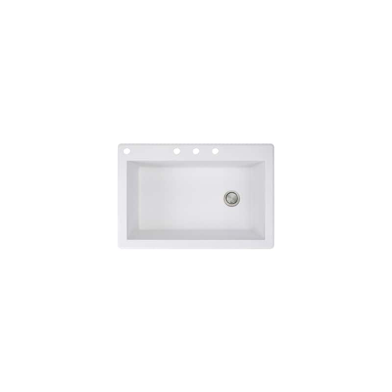 Transolid Radius 33in x 22in silQ Granite Drop-in Single Bowl Kitchen Sink with 1 Pre-Drilled Faucet Hole - 22" x 33" x 9.5"/CABD