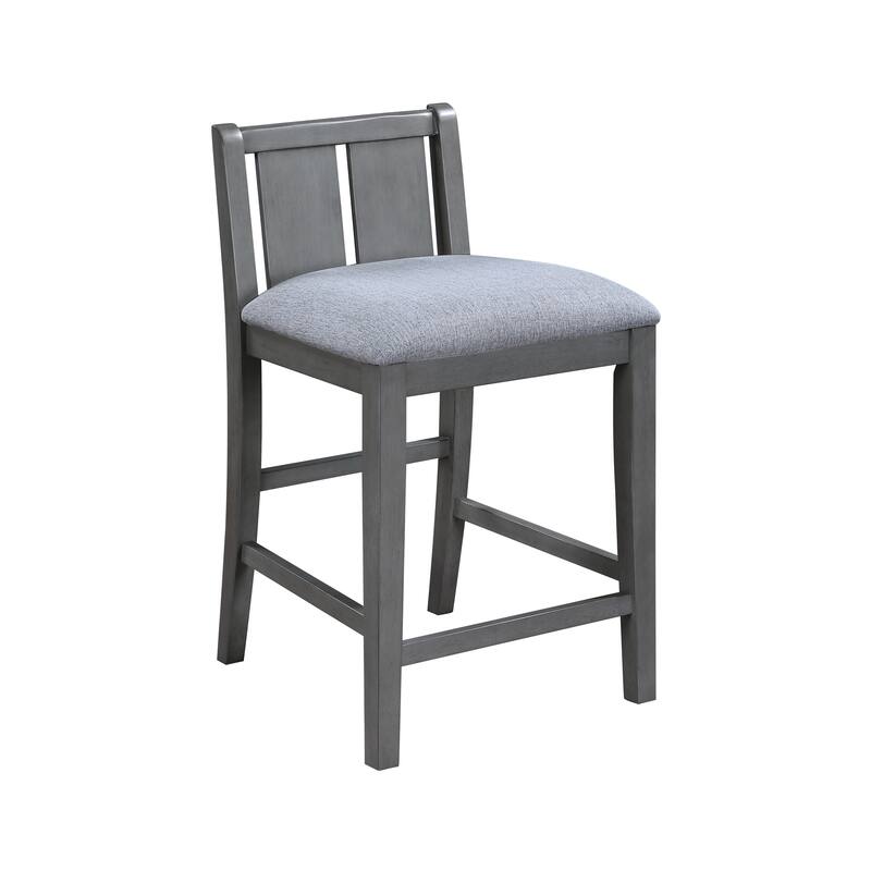Set of 2 Gray Finish Upholstered Seat 20" Counter Height Chair
