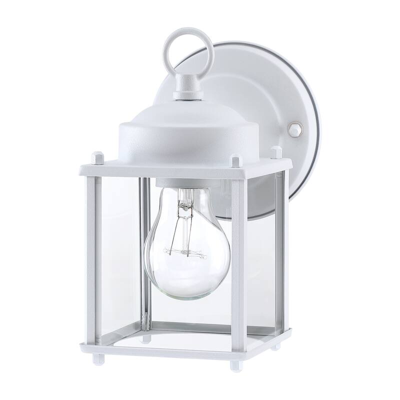 4-Pack 1-Light 8-in Black or White Finish Outdoor Wall Light With Clear Glass Shade