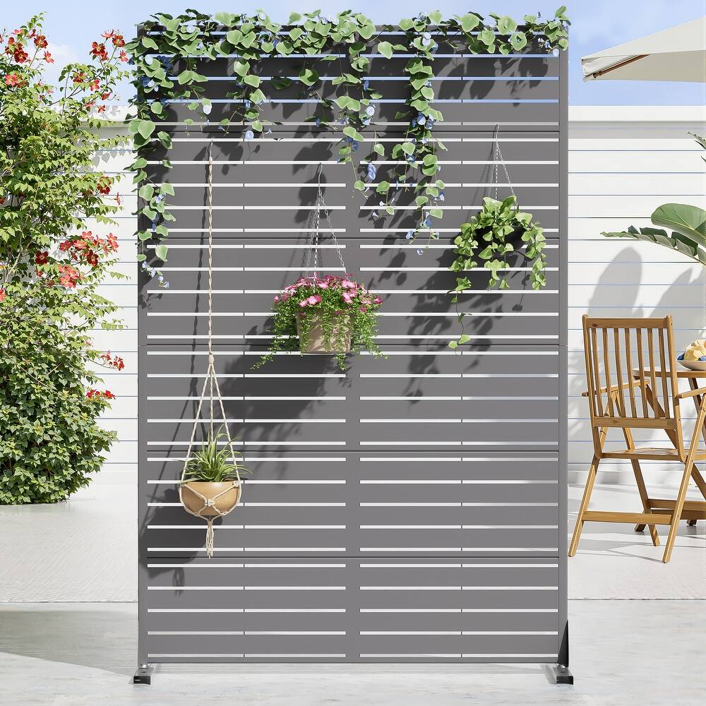 72in Dovelina Outdoor Freestanding Metal Privacy Screen Decorative Garden Fence