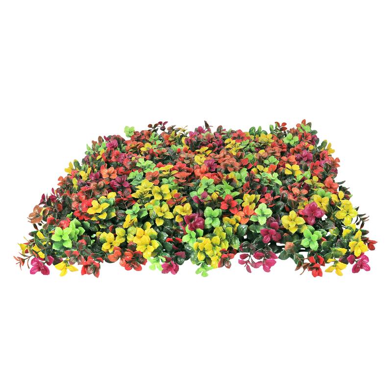 Set of 4 Artificial Mini Ivy Leaf Greenery Wall Panel Hedge Mat Backdrop Privacy Screen 20in - 20" L x 20" W x 3" DP