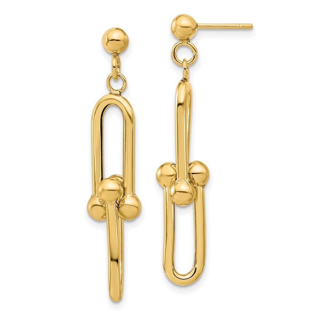 Curata 14k Yellow Gold Polished 41x8.3mm Link Guardian Angel Earrings