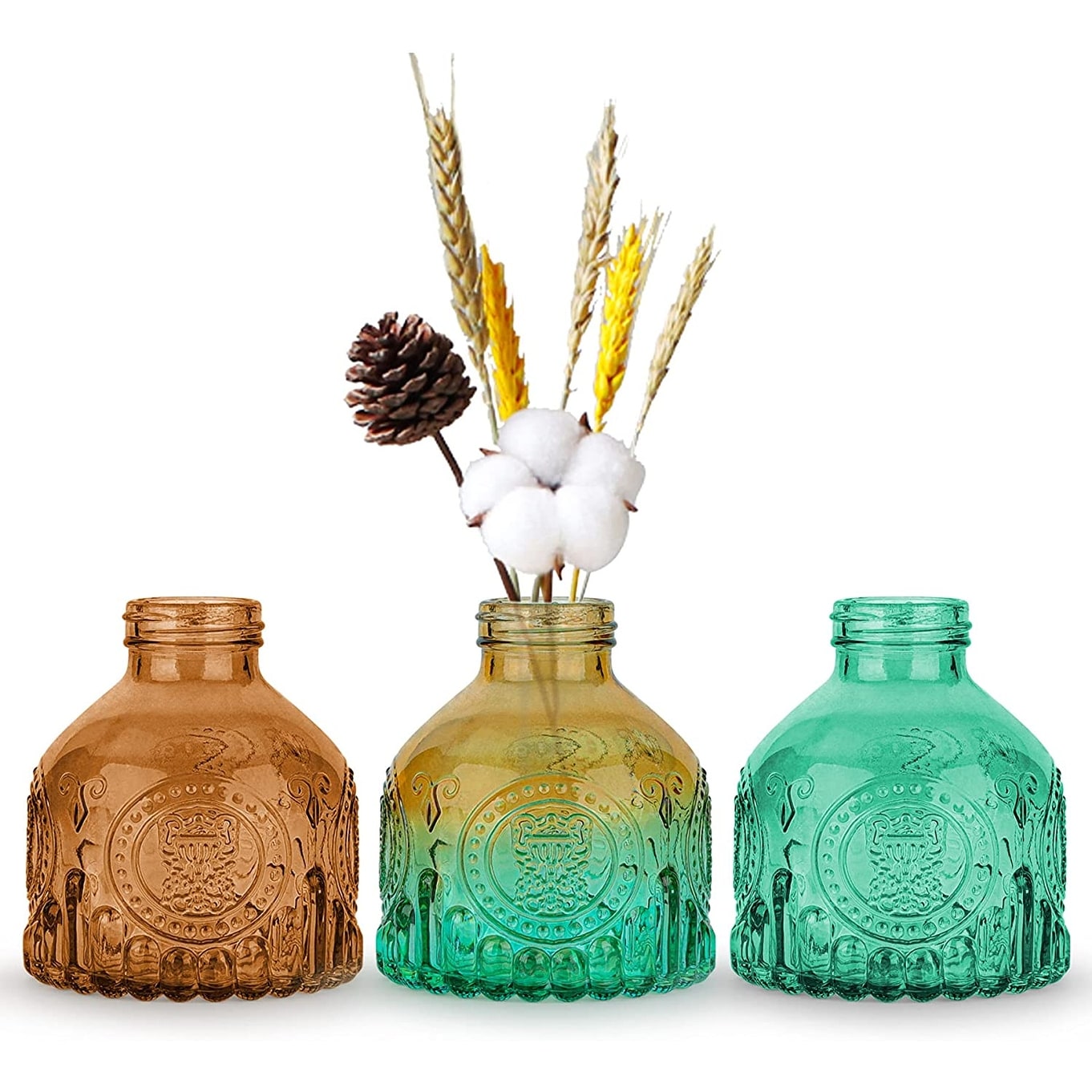 Boho Home & Office Décor Clear Glass Handmade Bud Vase Dried Flower Vintage Style Rustic Vase Transparent Glass Art Decorative Vase