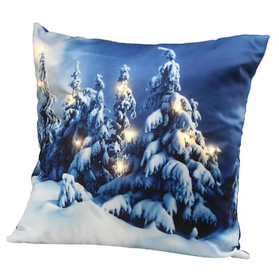 National Tree Company 17 in. Winter Scene Pillow with LED Lights