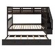 preview thumbnail 7 of 7, Espresso Full-over-Full Bunk Bed with Trundle & Stairway