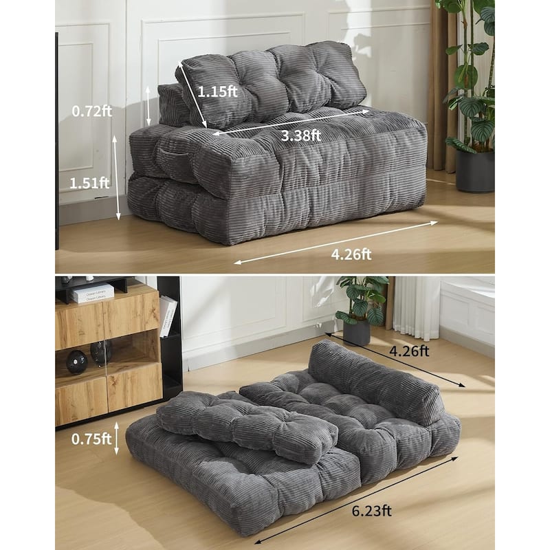 3-in-1 Portable Folding Sofa Bed Convertible Single Futon Couch Bed for Living Room