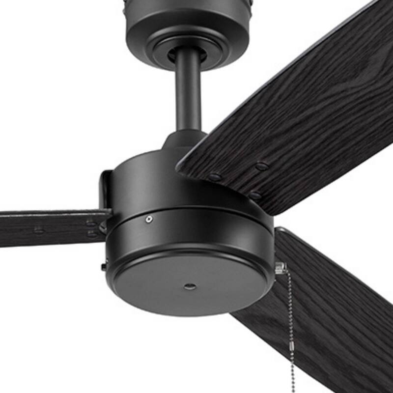 52" Prominence Home Journal Matte Black Contemporary Indoor/Outdoor Ceiling Fan with No Light, Pull Chain