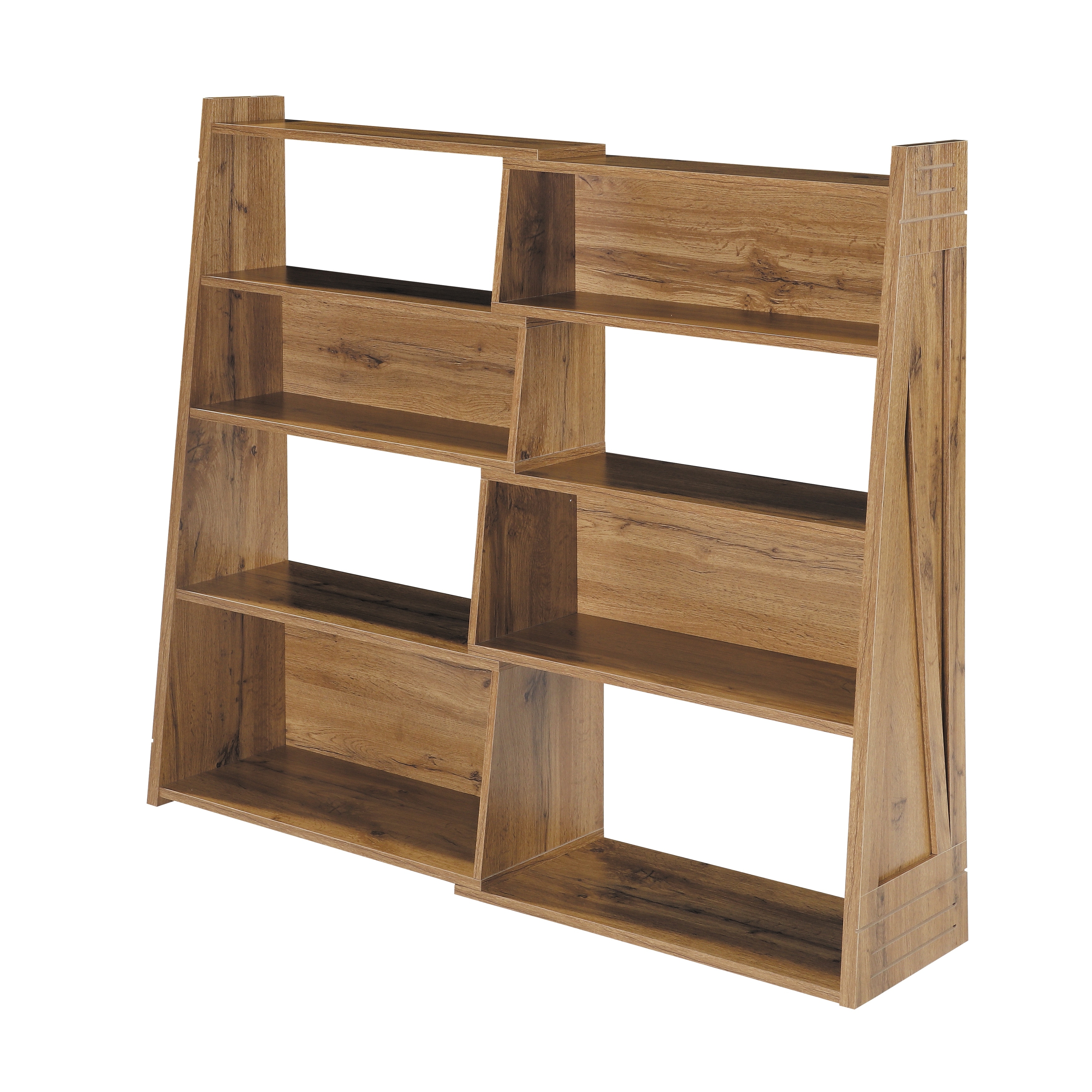 Wooden Expandable Bookshelf Storage Rack 4-Tier L-Shaped Adjustable 2-Piece Bookcase