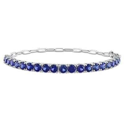 Miadora 6 CT TGW Blue Cubic Zirconia Tennis Bracelet in Sterling Silver