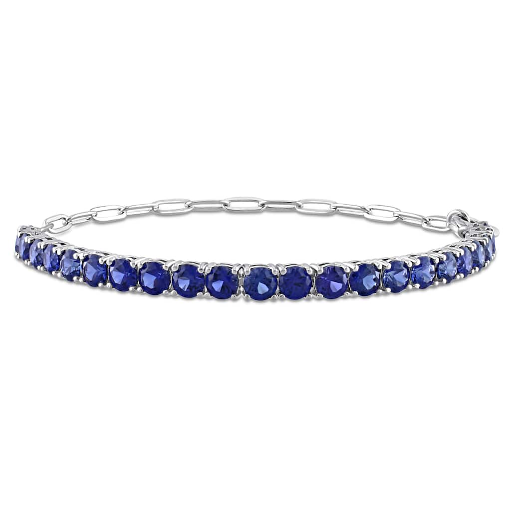 Miadora 6 CT TGW Blue Cubic Zirconia Tennis Bracelet in Sterling Silver