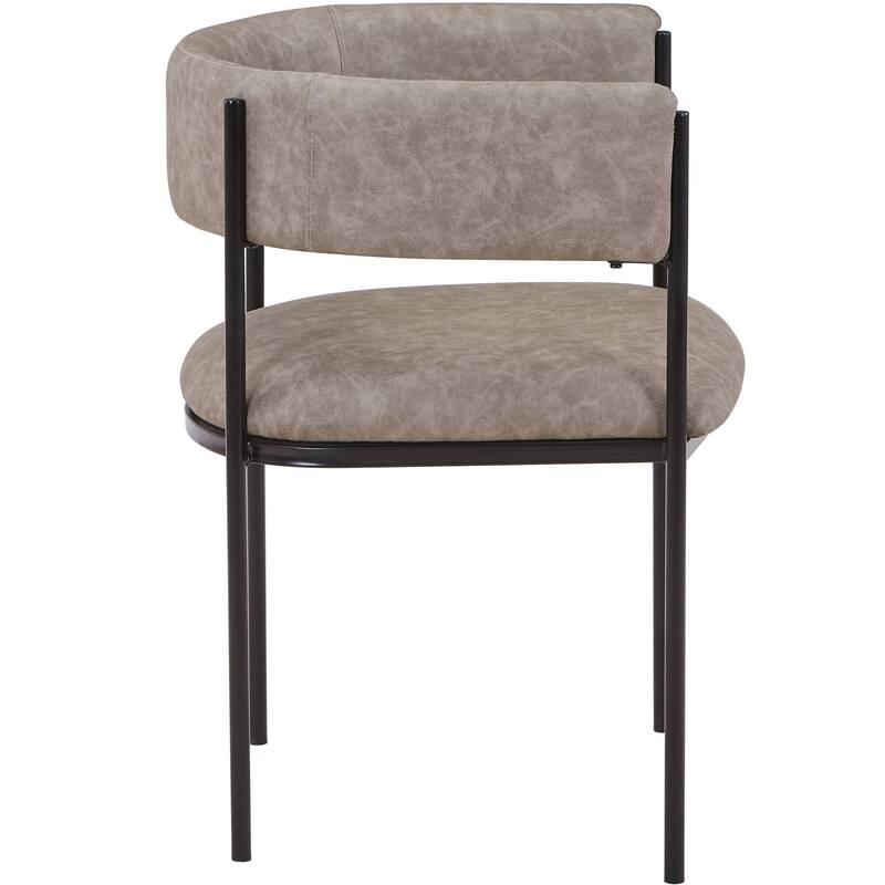 Dining Chair in Leather with Open-Back and Powder Coated Iron Legs Set of 4