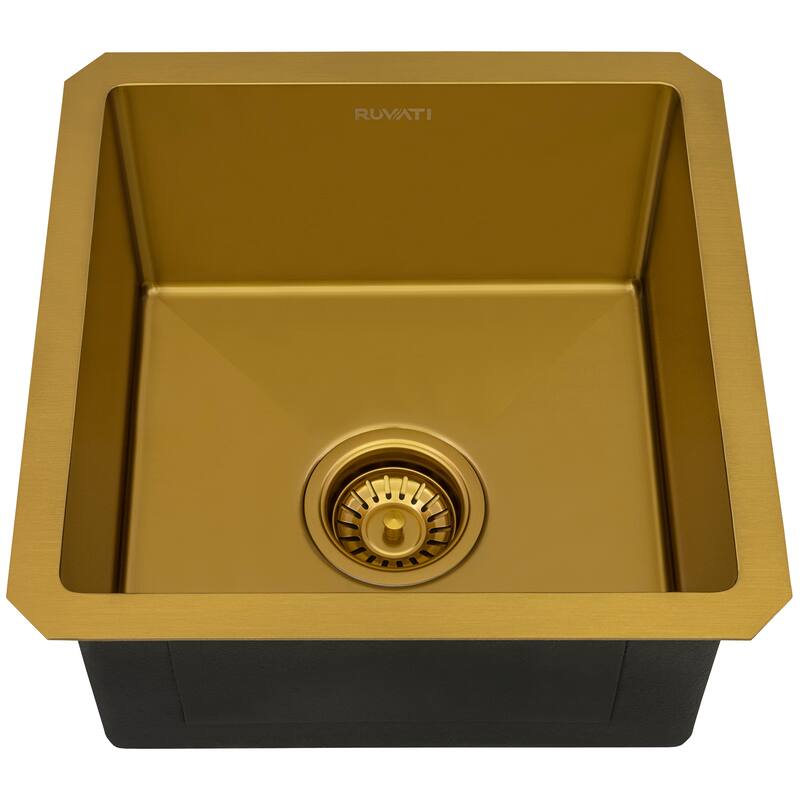 Ruvati 15-inch Matte Gold Stainless Steel Undermount 16 Gauge Kitchen Sink - RVH7015GG