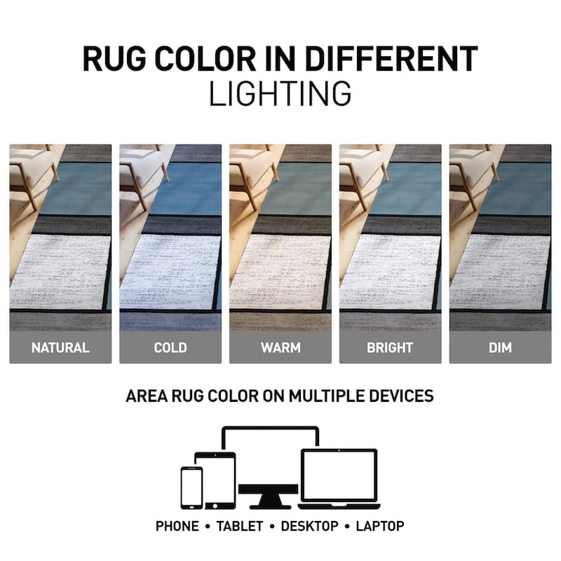 World Rug Gallery Contemporary Modern Boxed Color Block Area Rug