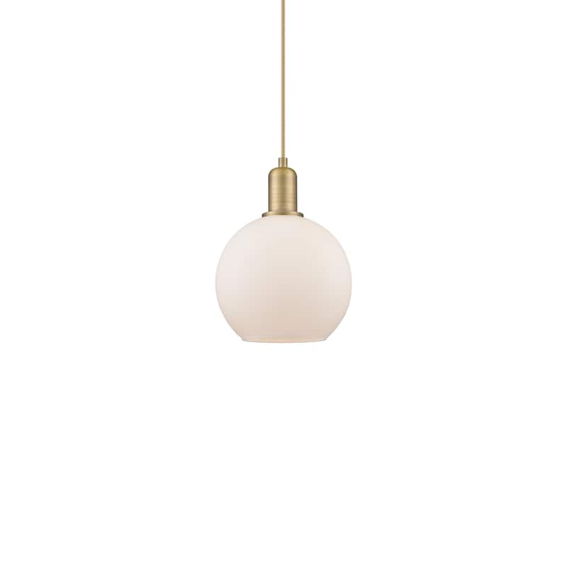 Innovations Lighting 716-1P-11-8 Athens Pendant Athens 8" Wide Mini - Brushed Brass / Matte White