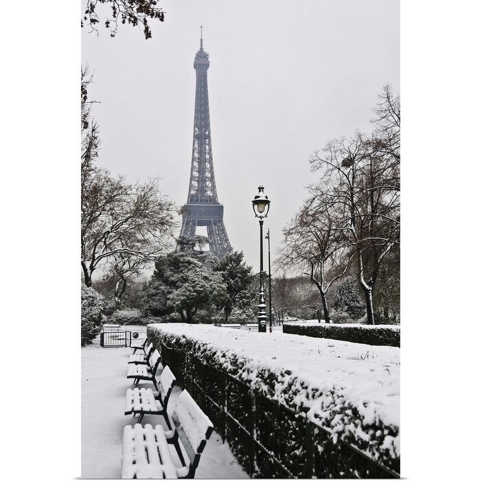 Shop Snow Carpets Benches Hedges And Trees Eiffel Tower Against