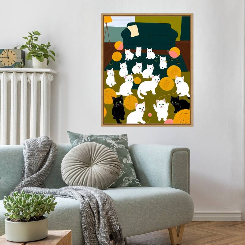 Cats a Wool by Uma Gokhale Framed Canvas Wall Art