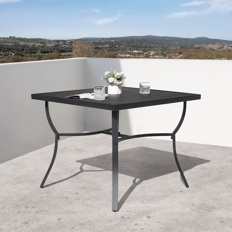 Patio 36 in. Aluminum Dining Table for 4, 1.97’’ Umbrella Hole, Black