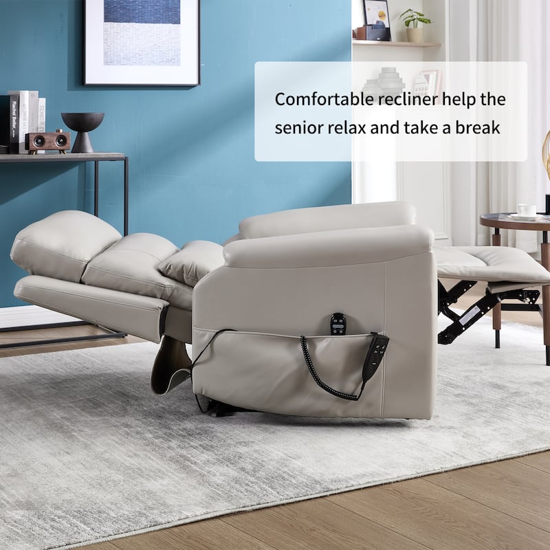 350 Lbs Leatherair Power Lift Recliner Chair, Heavy Duty Motion Mechanism With 8-Point Vibration Massage And Lumbar Heating