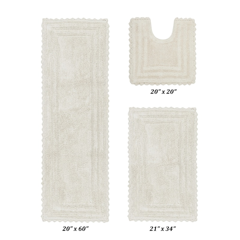 Better Trends Bath Rugs Set 100% Cotton Soft & Water Absorbent Tufted Bathroom Rug for Shower, Sink Bath Mats Lilly Crochet