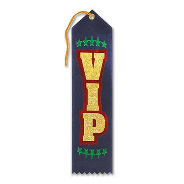 Pack of 6 Blue "VIP Award" School Award Ribbon Bookmarks 8" - N/A