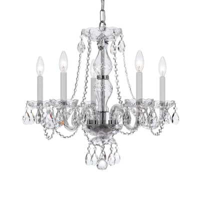 Traditional Crystal 5 Light Crystal Chrome Chandelier - 21'' W x 22'' H