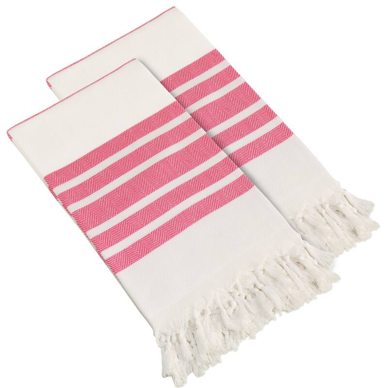 Authentic Hotel and Spa Turkish Cotton Herringbone Pestemal Beach Towel (Set of 2)