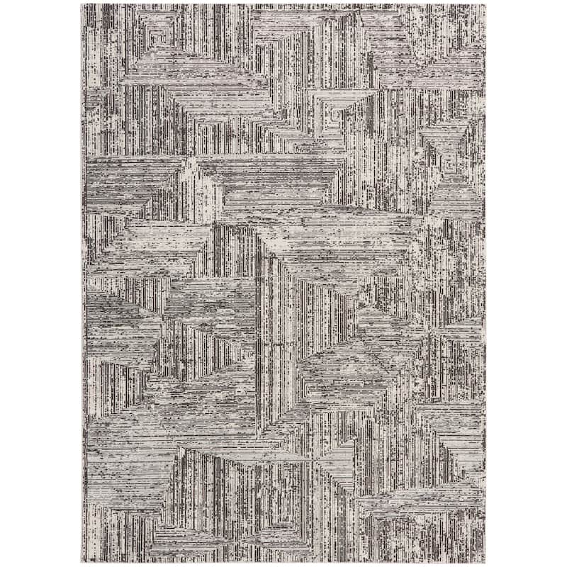 Calvin Klein Irradiant Indoor only Abstract Area Rug - 9' x 12' - Black/Cream - Rectangle
