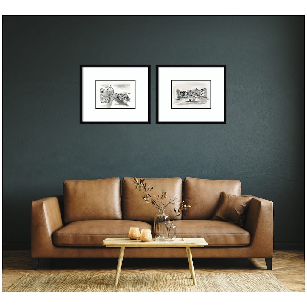 Kate and Laurel Vintage Postcard Florence & Venice 2 Piece Framed Wall Art Print Set by Teju Reval