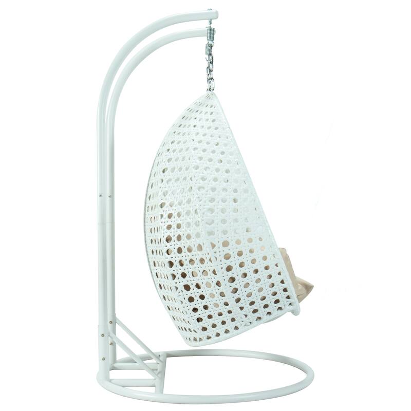 Egg-Shaped Swing Chair with Stand 2-Person Outdoor Patio Swing - Iron Frame & All-Weather Washable Cushions