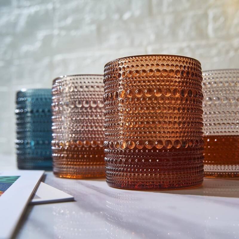 Beaded Hobnail Tumbler Drinking Glasses Set - 11 ounces