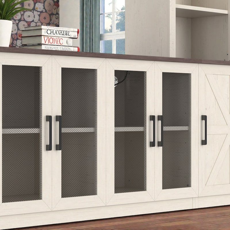 Modern TV Stand Entertainment Center with USB Charging Station, Storage Cabinets and Shelves, Media Console for 55 Inch TV