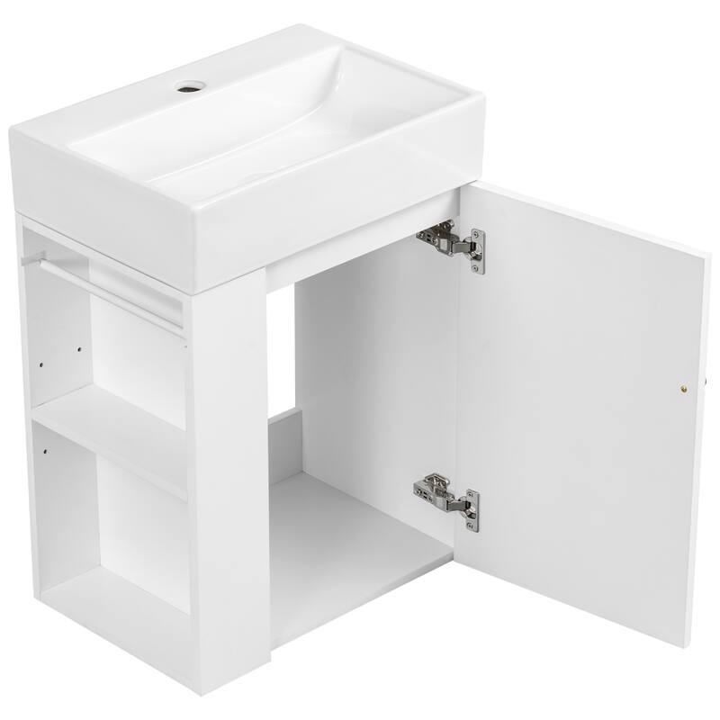 GDFStudio - Lucas Bennett Modern Compact Bathroom Vanity with Decorative Door and Smart Side Storage