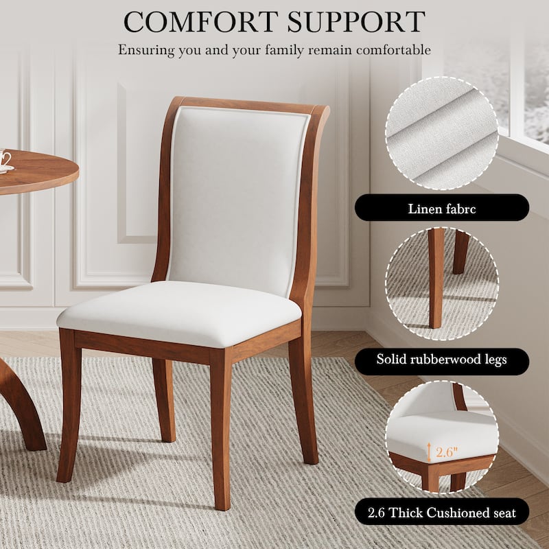 Traditional Kitchen Set with Upholstered Chairs and Round Dining Table