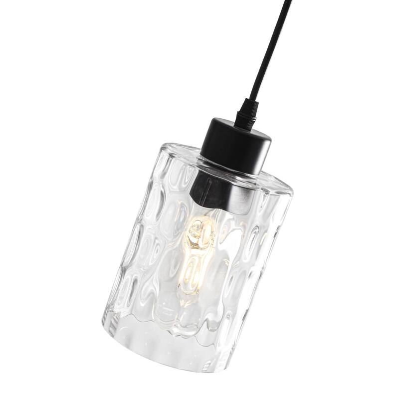 1-Light Kitchen Island Textured Clear Glass Pendant