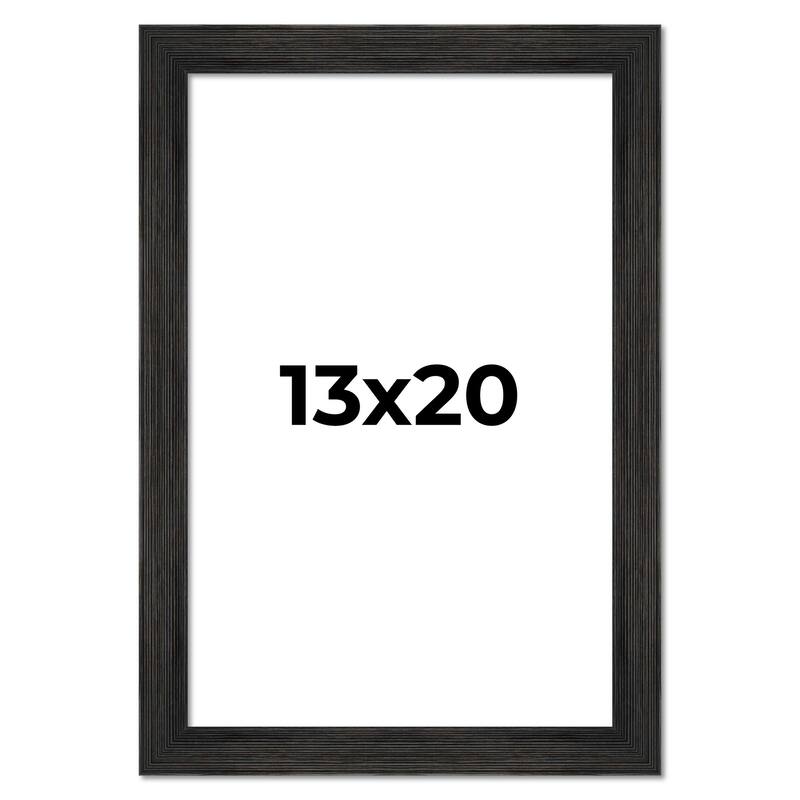 13x20 Black Rustic Wide Barnwood Picture Frame - UV Acrylic, Foam Board Backing, Hanging Hardware - Holds 13x20 Photo