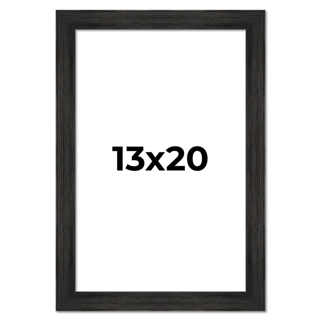 13x20 Black Rustic Wide Barnwood Picture Frame - UV Acrylic, Foam Board Backing, Hanging Hardware