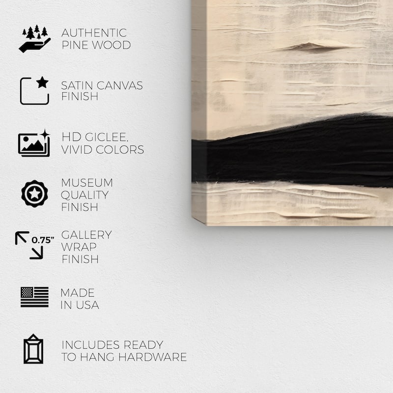 Wynwood Studio Canvas Abstract Solid Wood Black and Vanilla Modern & Contemporary Wall Art Canvas Print