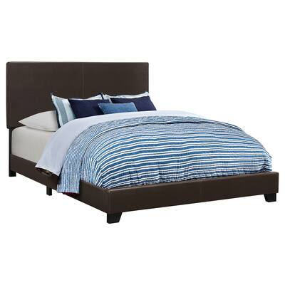 Dorian Transitional Leatherette Upholstered Panel Bed Brown