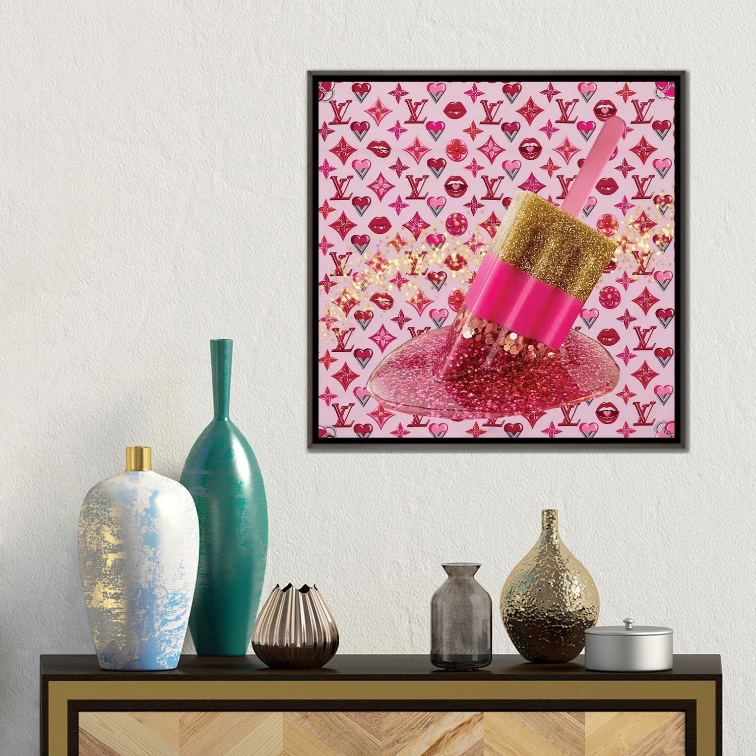 iCanvas LV Love Popsicle by Amy Shekhter Framed - Bed Bath