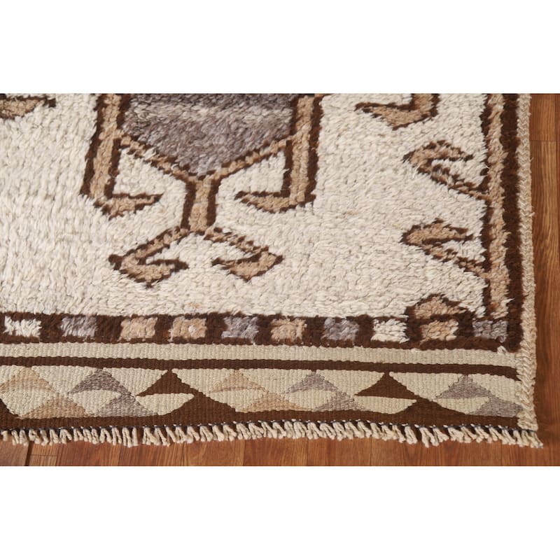 Geometric Anatolian Turkish Runner Rug Hand-knotted Wool Carpet - 3'5"x 11'11"