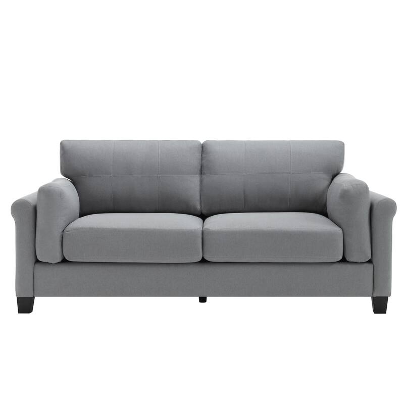 Modern 3-Seat Sofa Couch with USB Charging Ports, Button Tufted Linen Upholstered Sofa for Living Room, Home, or Office