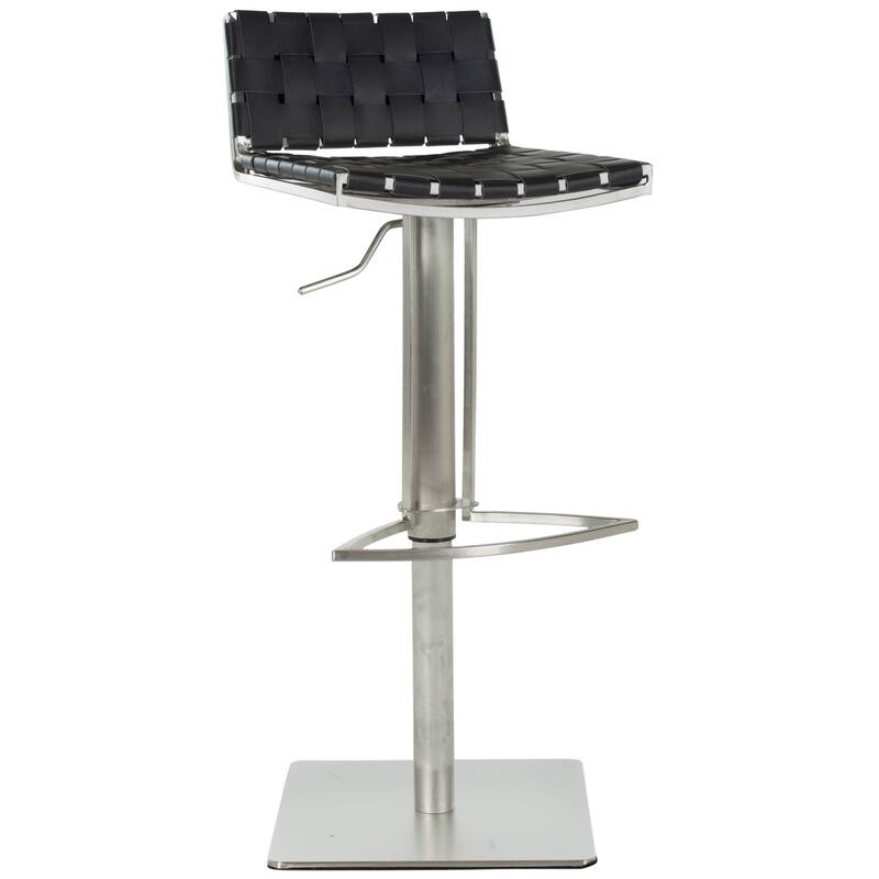 SAFAVIEH Herlinda 21.7-30.7-inch White Leather Seat Stainless-Steel Adjustable Bar Stool - 18.5" x 15.4" x 29.5" - 19Wx15Dx30H