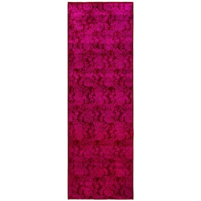 Overdyed One-of-a-Kind Hand-Knotted Area Rug - Pink - 2' 7" x 8' 1"