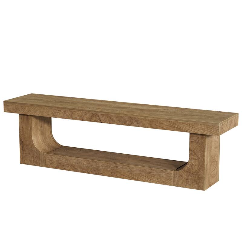 Modern Entryway Shoe Bench, 2-tier Wooden Entryway Bench