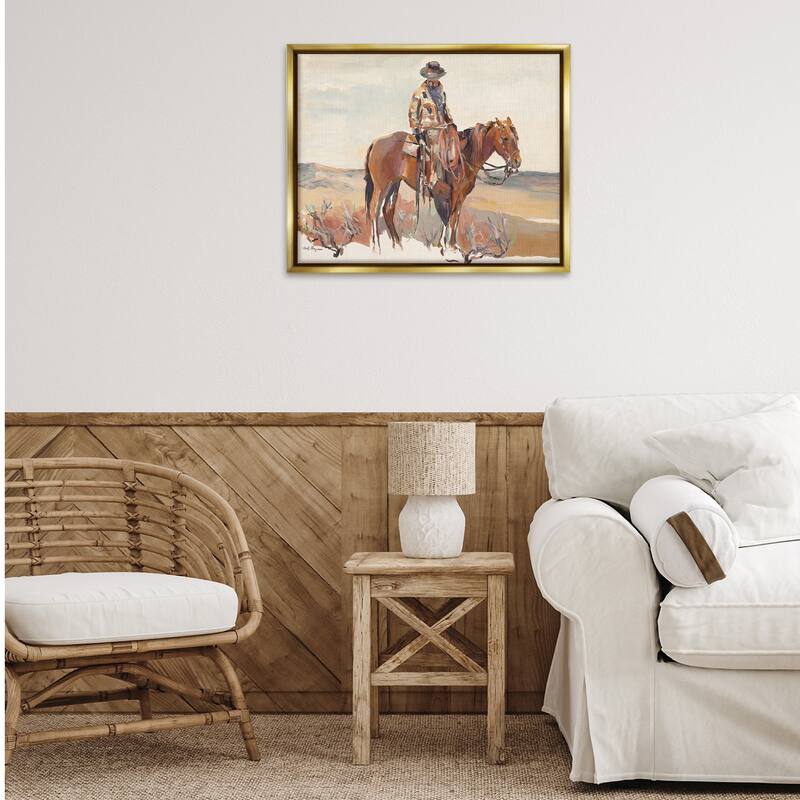 Stupell Western Cowboy Fields & Farm Framed Floater Canvas Wall Art Design By Marilyn Hageman