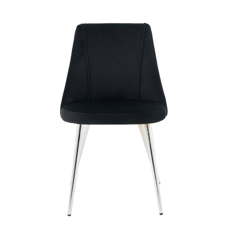 Modern/Simple Velvet Fabric Dining Chairs with Chrome Metal Legs Set of 4