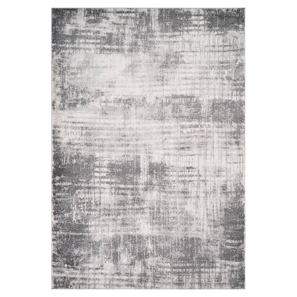 Avant Cream and Gray Abstract Power-Loom Area Rug 2' x 3'